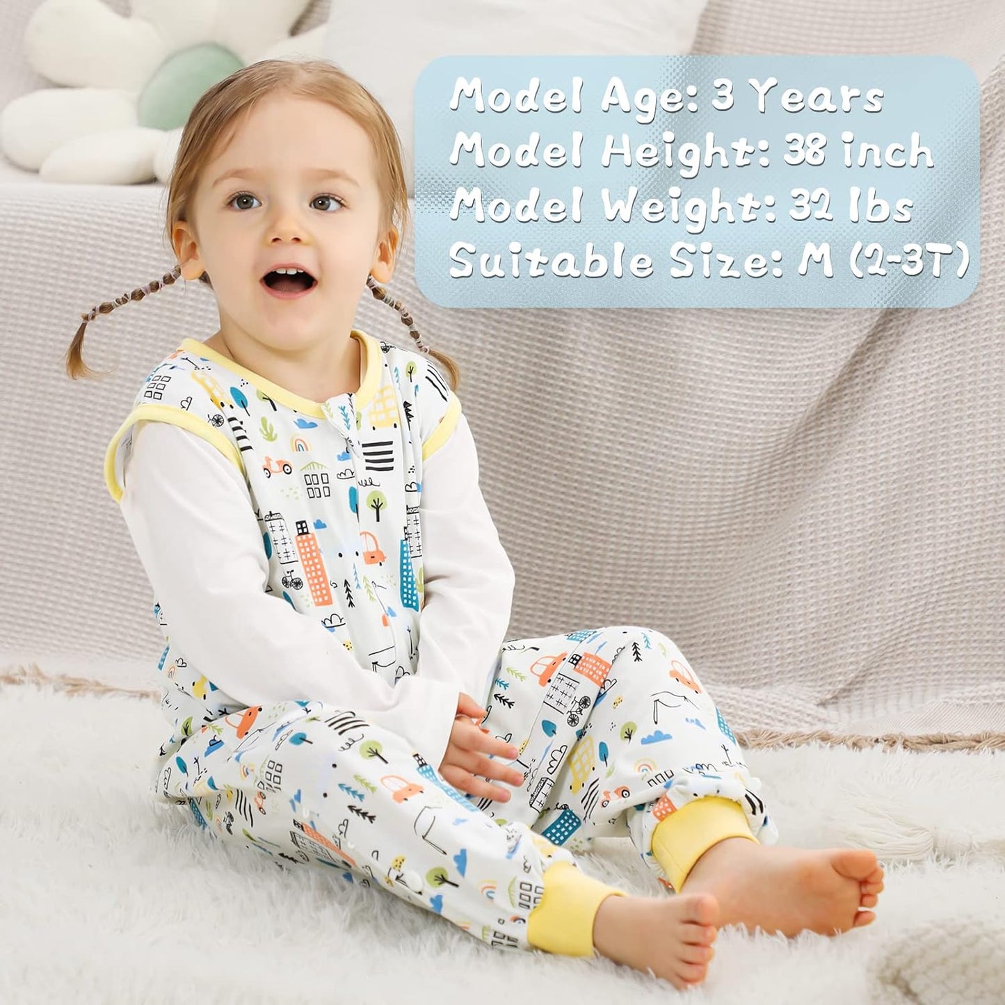 Toddler Sleep Sack 2T-3T, Light Weighted Baby Wearable Blanket, Sleeping Bag Summer Toddler Baby Sleep Sacks with Feet, Sleeveless Soft Toddler Sleeping Sack