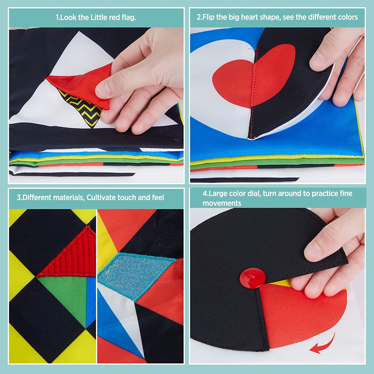 Baby Books Toys, High Contrast Black and White, Non Toxic Fabric Touch and Feel Crinkle Cloth ,Early Educational Stimulation Soft Gift for Infants Toddlers, Mirror