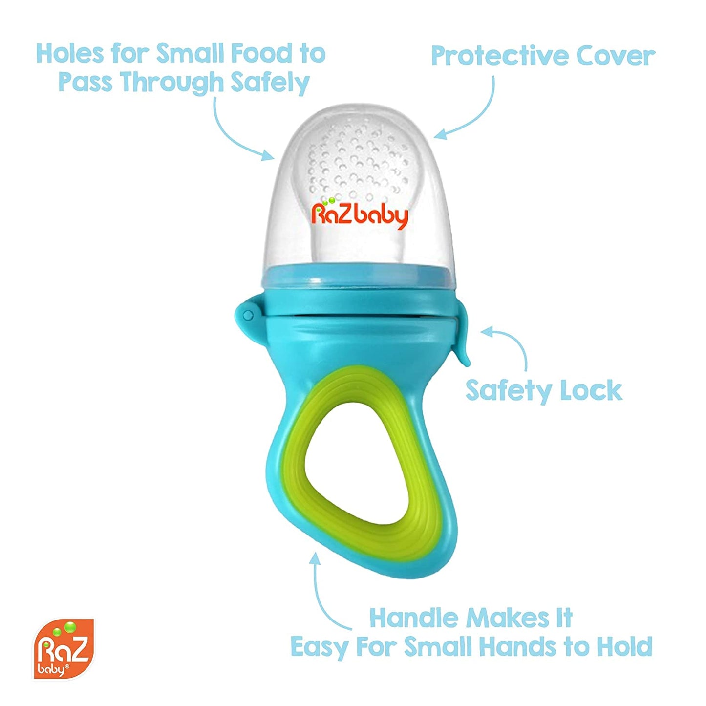 Baby Solids/Frozen Fruit Feeder Pacifier, Infant Teether Toy 6M+, Bpa-Free Silicone Pouch & Nipple, Safely Introduce Solids, Natural Teething Relief, Dishwasher Safe, Freezable – Green/Blue