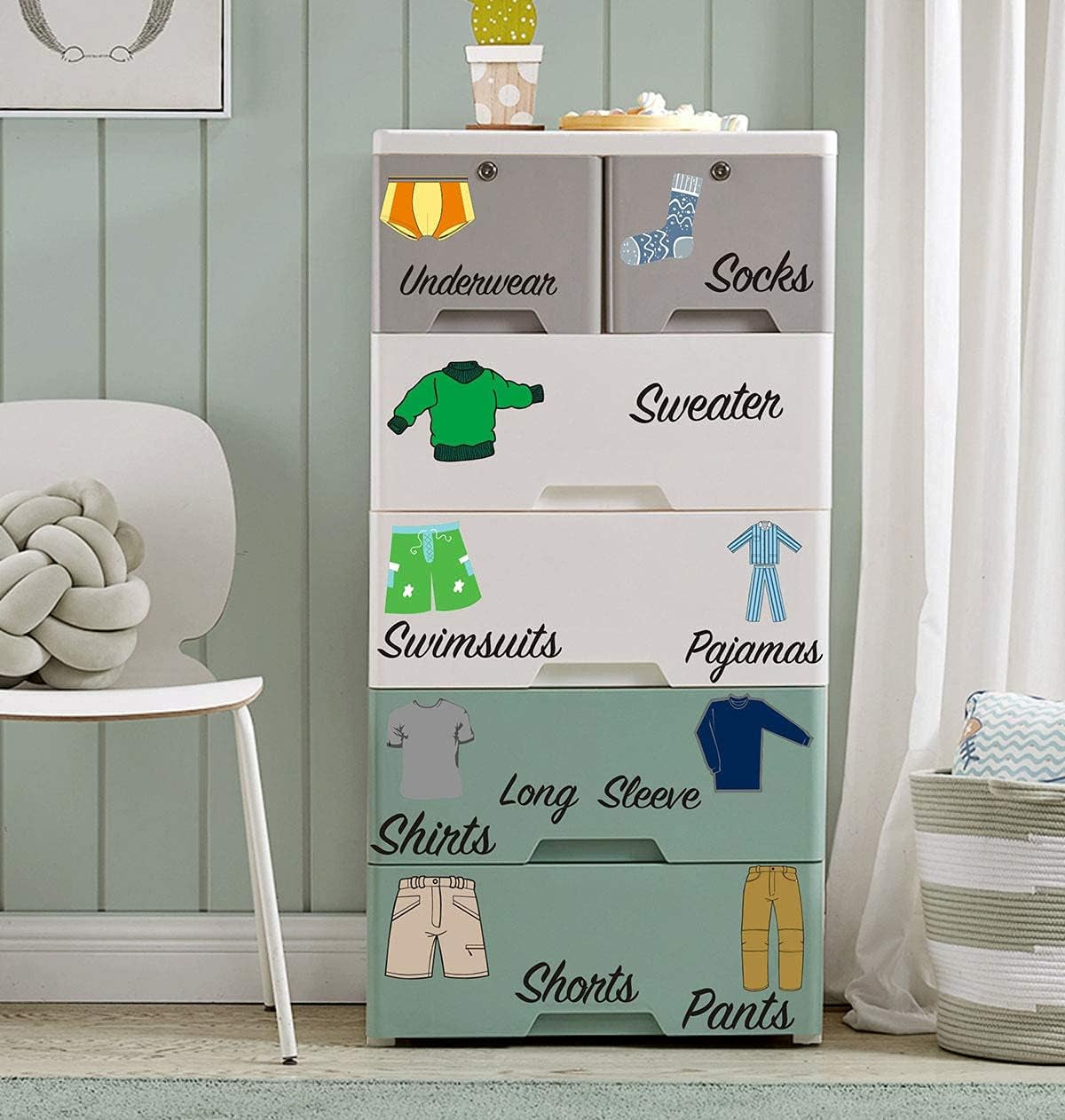 Boy Decals Dresser Clothing Decals Labels Dresser Labels Kids Drawer Stickers Organizing Decals