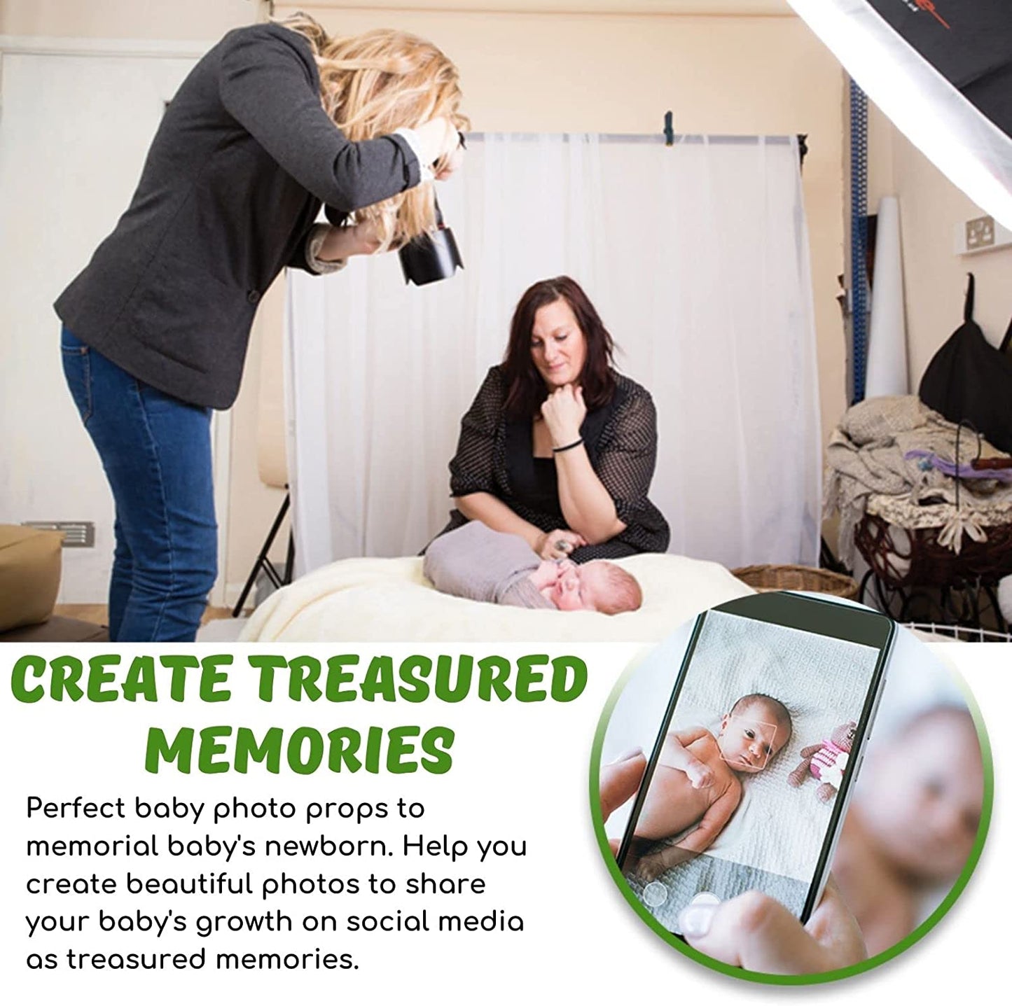 Newborn Baby Stretch Wrap Photo Props Wrap-Baby Photography Props (Blue-Grey)