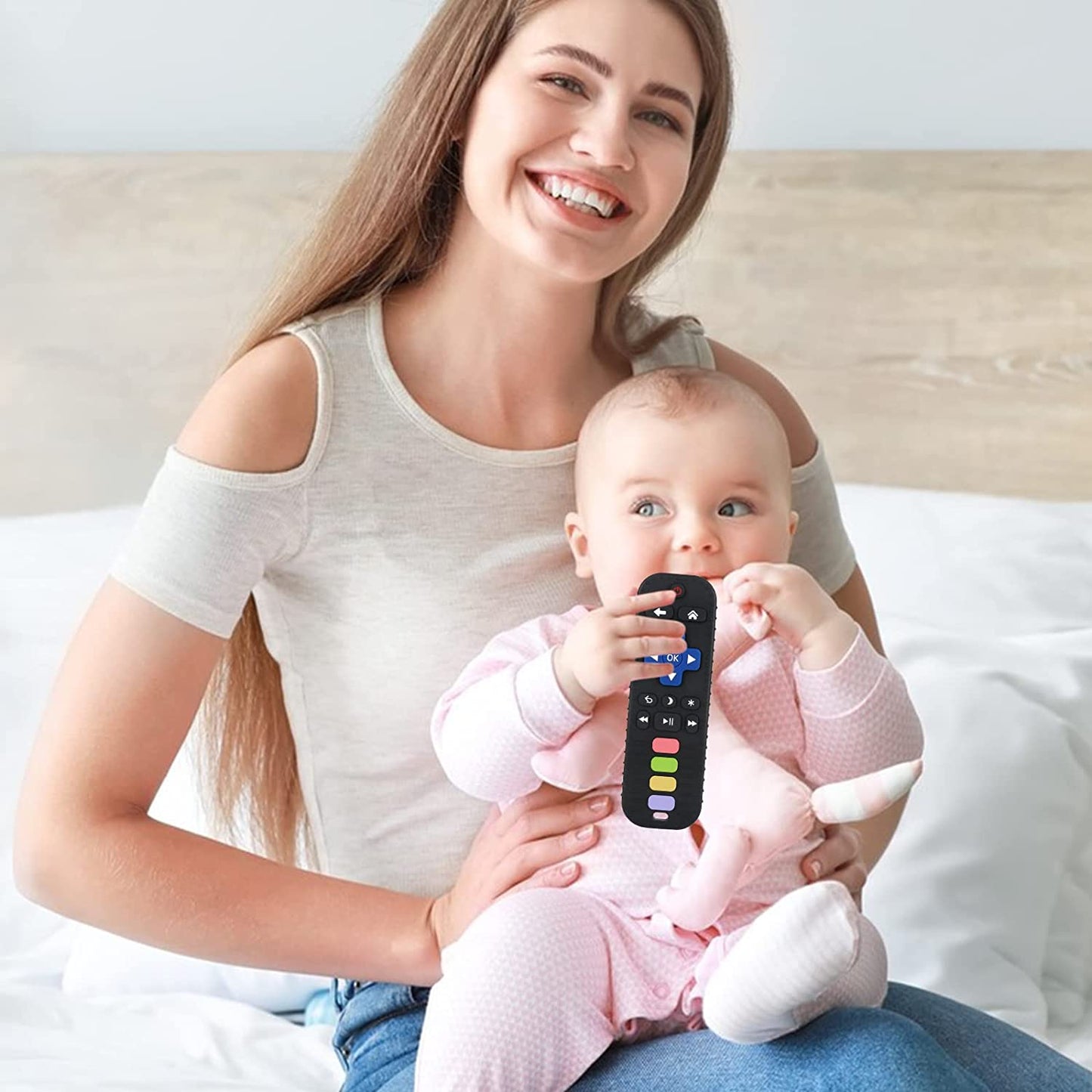 3 Pack Silicone Teething Toys for Infant Toddlers Remote Control Shape Teethers for Babies Chew Toys, Relief Soothe Babies Gums Set, BPA Free Freezable Dishwasher and Refrigerator Safe