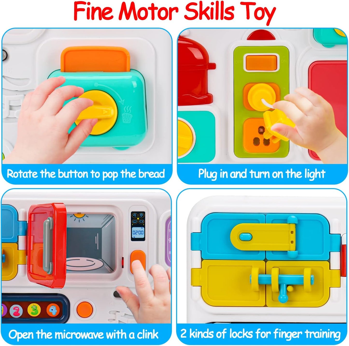 Kitchen Busy Board for Toddlers 1-3 Travel Toys Light up Musical Baby Toys 12-18 Months Toddler Toys Age 1-2 2-4 Autism Children Sensory Montessori Fine Motor Skills Car Seat Toys for 1 Year Old Gift
