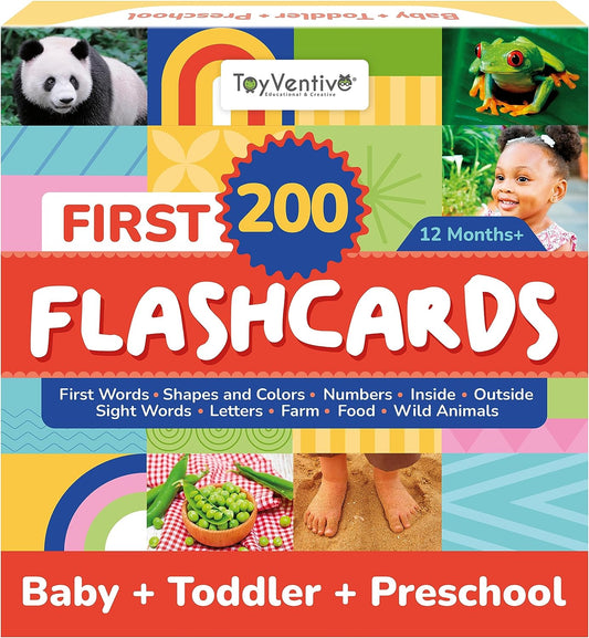 First 200 Flashcards, 1-4 Year Old Alphabet, Number, Color, Shapes, Animal, Learning Flash Cards Activities for Toddlers and Preschool, Toddler Speech Development Toys and Learning Cards