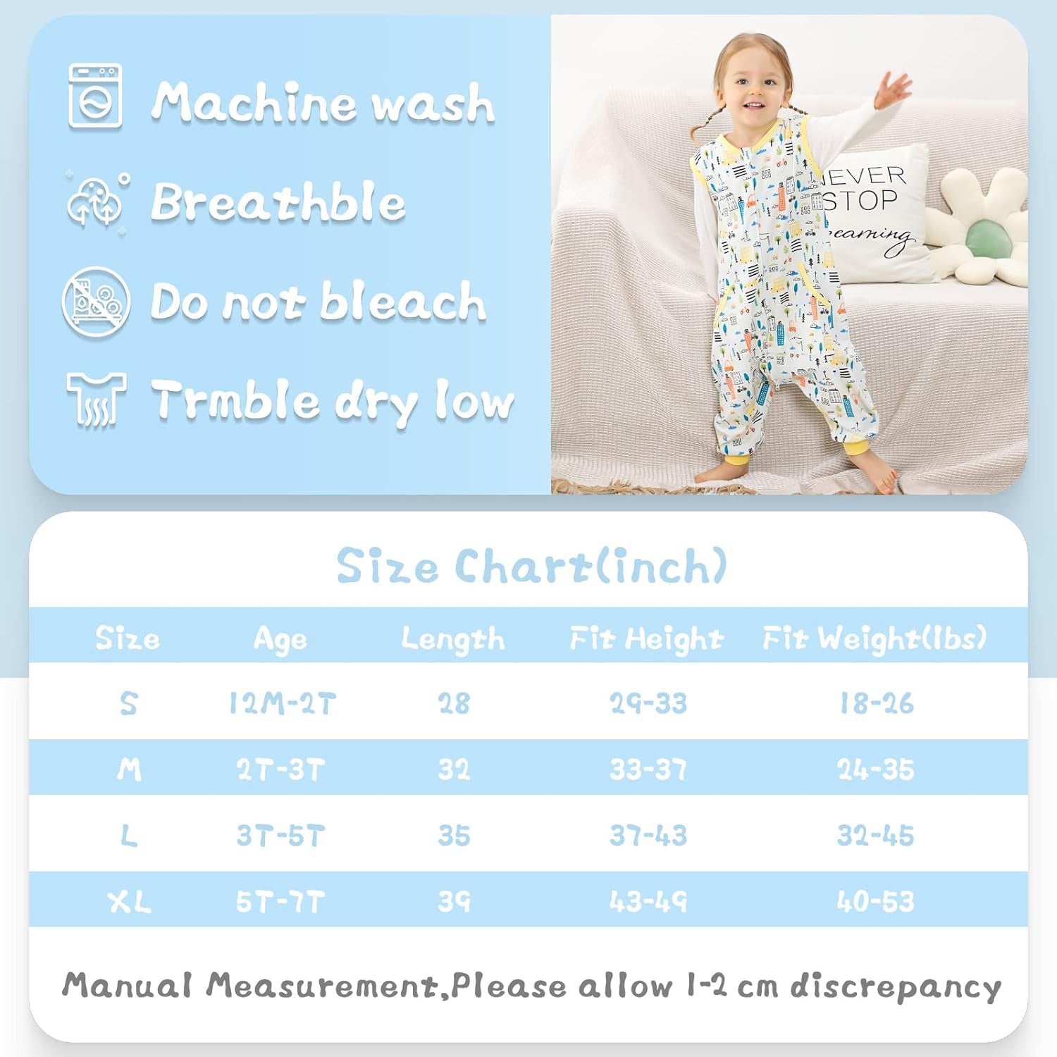 Toddler Sleep Sack 2T-3T, Light Weighted Baby Wearable Blanket, Sleeping Bag Summer Toddler Baby Sleep Sacks with Feet, Sleeveless Soft Toddler Sleeping Sack