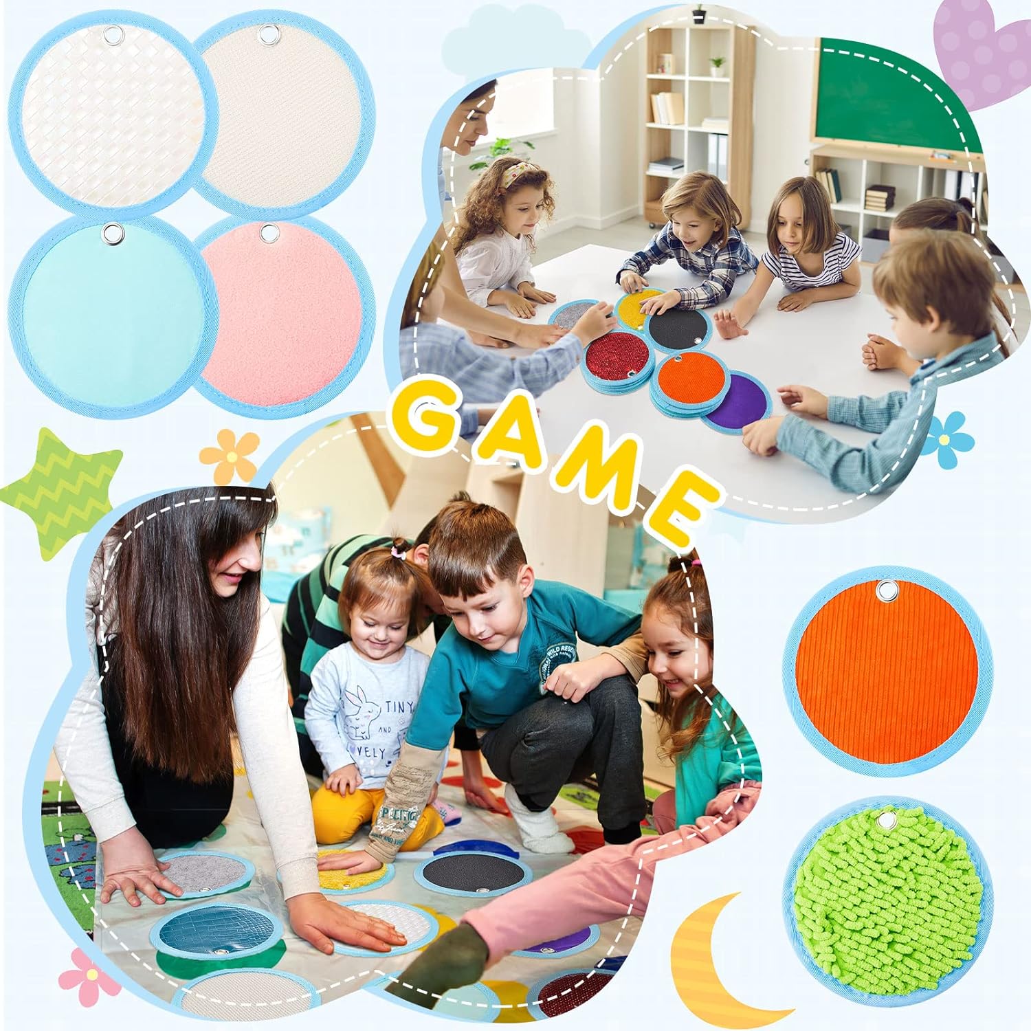 15-Piece Sensory Mini Mats Set for Kids - Educational Tactile Sensory Toys