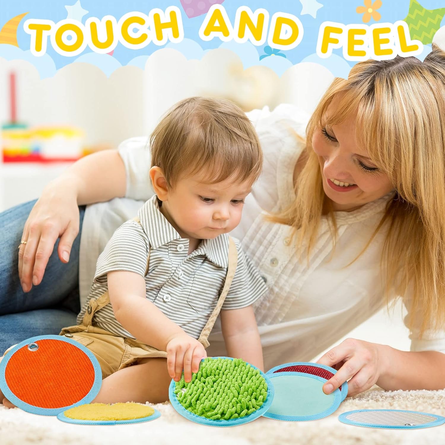 15-Piece Sensory Mini Mats Set for Kids - Educational Tactile Sensory Toys