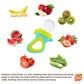 Baby Solids/Frozen Fruit Feeder Pacifier, Infant Teether Toy 6M+, Bpa-Free Silicone Pouch & Nipple, Safely Introduce Solids, Natural Teething Relief, Dishwasher Safe, Freezable – Green/Blue