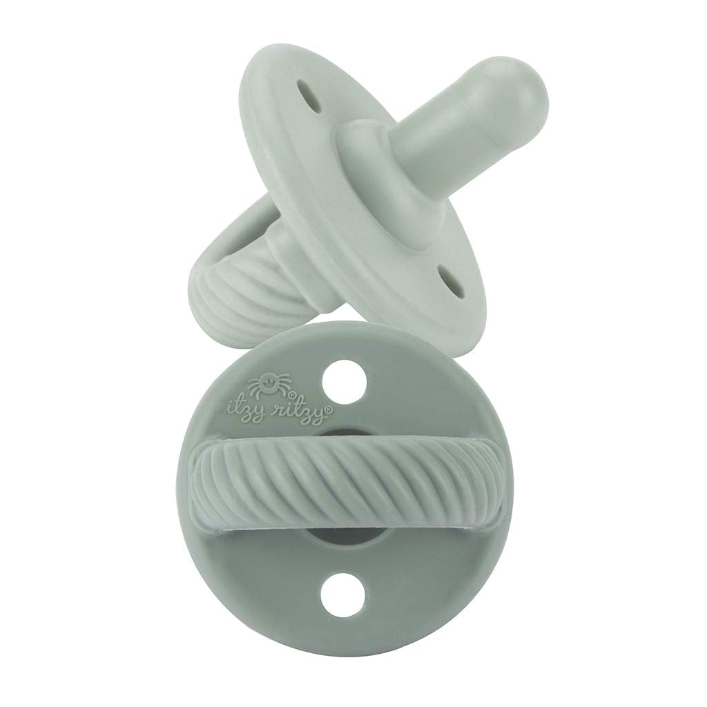 Sweetie Soother Pacifier Set of 2 - Silicone Newborn Pacifiers with Collapsible Handle & Two Air Holes for Added Safety; Set of 2 in Agave & Succulent, Ages Newborn & Up