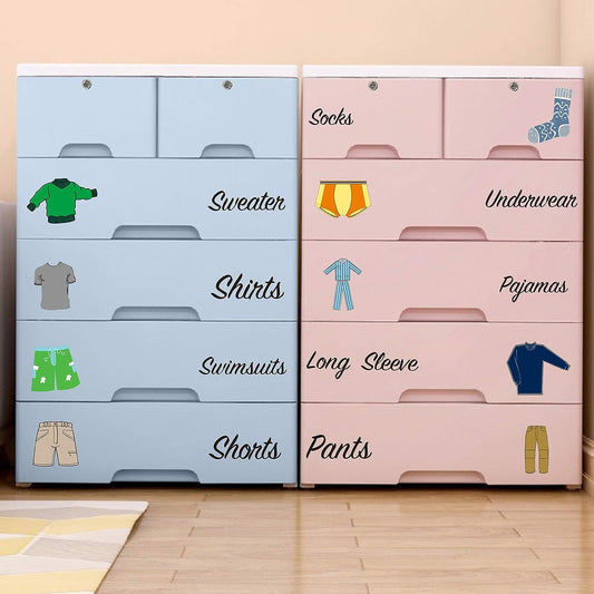 Boy Decals Dresser Clothing Decals Labels Dresser Labels Kids Drawer Stickers Organizing Decals