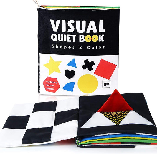 Baby Books Toys, High Contrast Black and White, Non Toxic Fabric Touch and Feel Crinkle Cloth ,Early Educational Stimulation Soft Gift for Infants Toddlers, Mirror